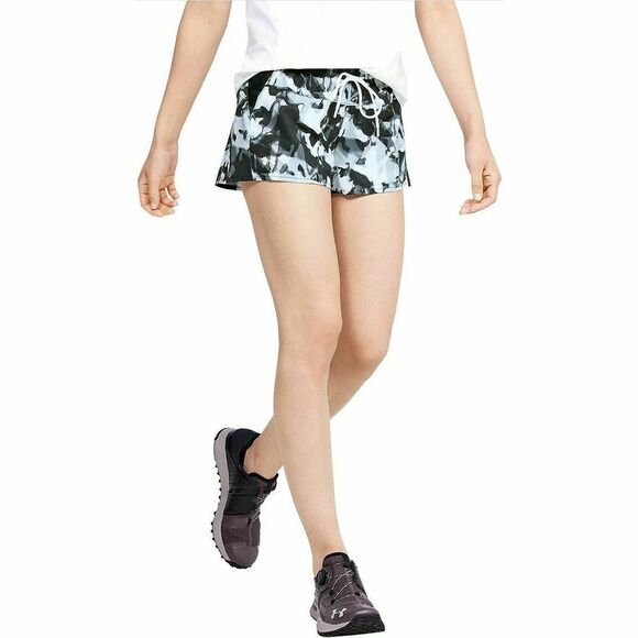 UNDER ARMOUR 1347362 001 BLACK WHITE WOMENS SZ SMALL FUSION PRINT SHORT - Picture 1 of 4